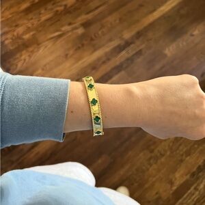Gold and Green Enamel Bracelet